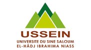 Logo der Université du Sine Saloum El-Hâdj Ibrahima Niass (USSEIN) mit stilisierten, grünen Bergen.