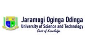 Logo der Jaramogi Oginga Odinga University of Science and Technology mit Wappen und Schriftzug.