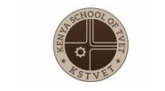 Logo der "Kenya School of TVET" (KSTVET). Braun und beige, mit Zahnrad und stilisiertem Straßenkreuz darin.
