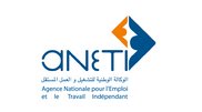 Logo ANETI Logo von ANETI (Agence Nationale pour l'Emploi et le Travail Indépendant). Abstraktes blau-oranges Symbol und Schriftzug.